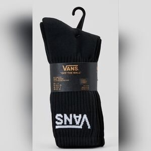 Vans Black Crew Athletic Socks with White Logo Classic Crew 3 Pairs Nwt Kids